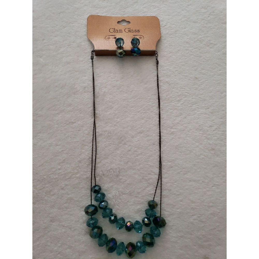 Glam Glass Earring and Necklace Set NWT